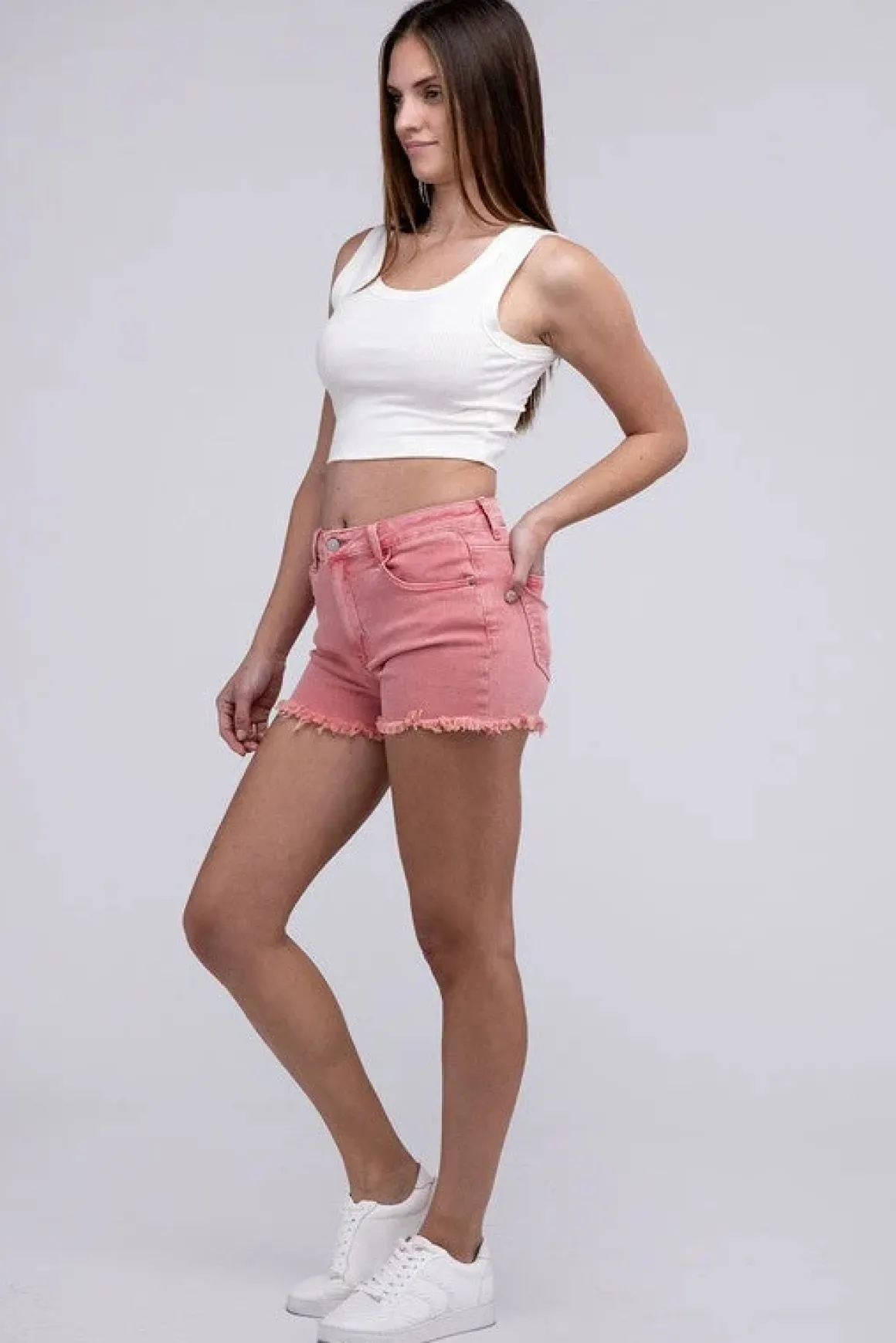 acid_washed_frayed_cutoff_2.webp Acid Washed Frayed Cutoff Hem Shorts *Online Only*