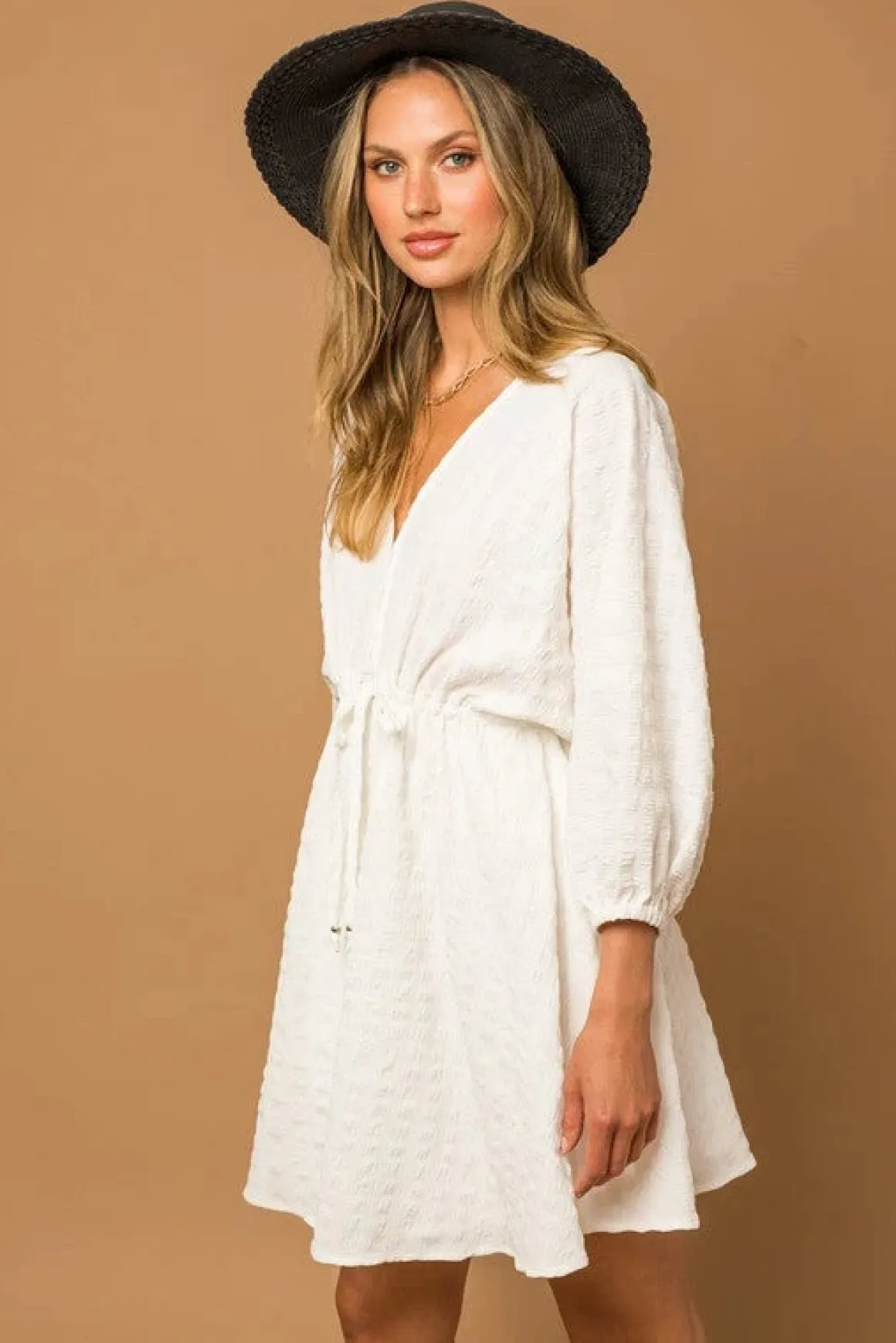 Blouson Seersucker Batwing Dress * Online Only*