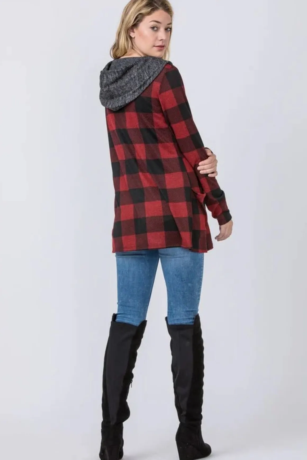 checker_print_cardigan_wi_4.webp Checker Print Cardigan with Hood *Online Only*