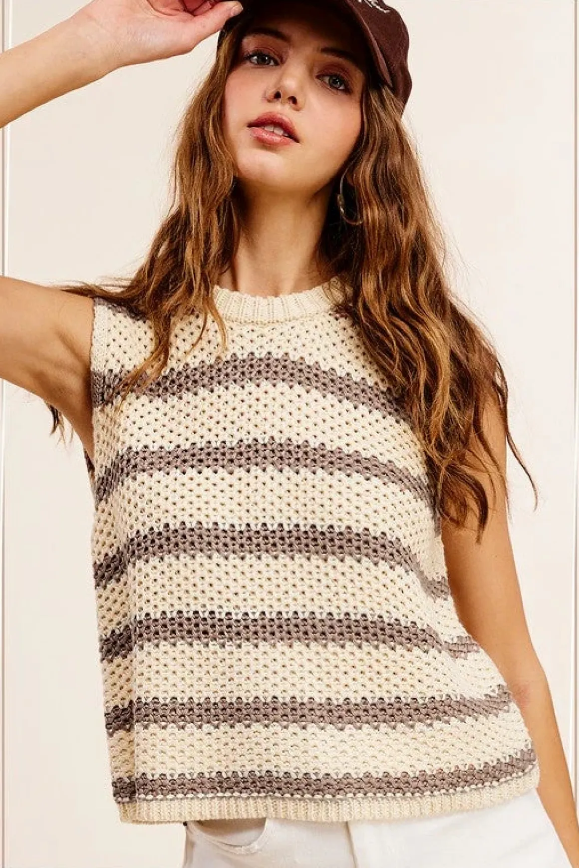 chunky_stripe_sleeveless__23.webp Chunky Stripe Sleeveless Sweater Top *Online Only*