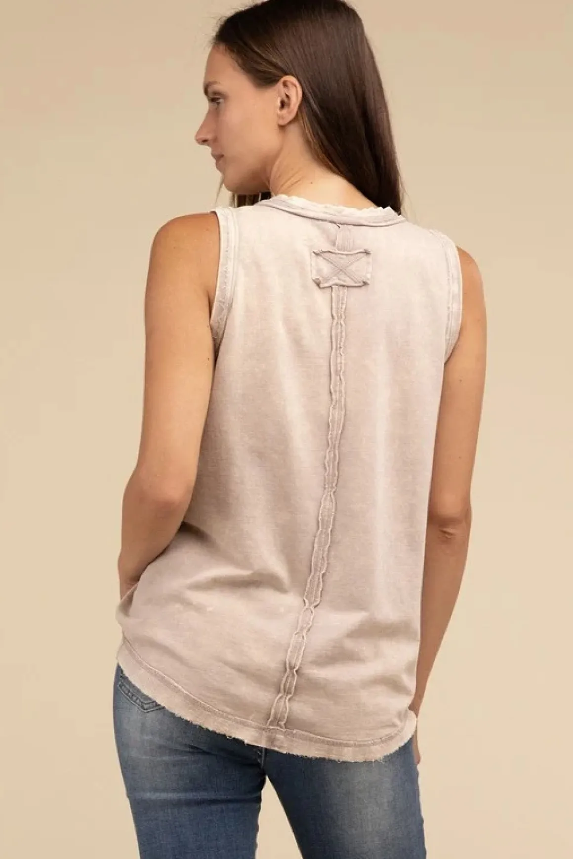 halfbutton_raw_edge_sleev_11.webp Half-Button Raw Edge Sleeveless Henley Top *Online Only*