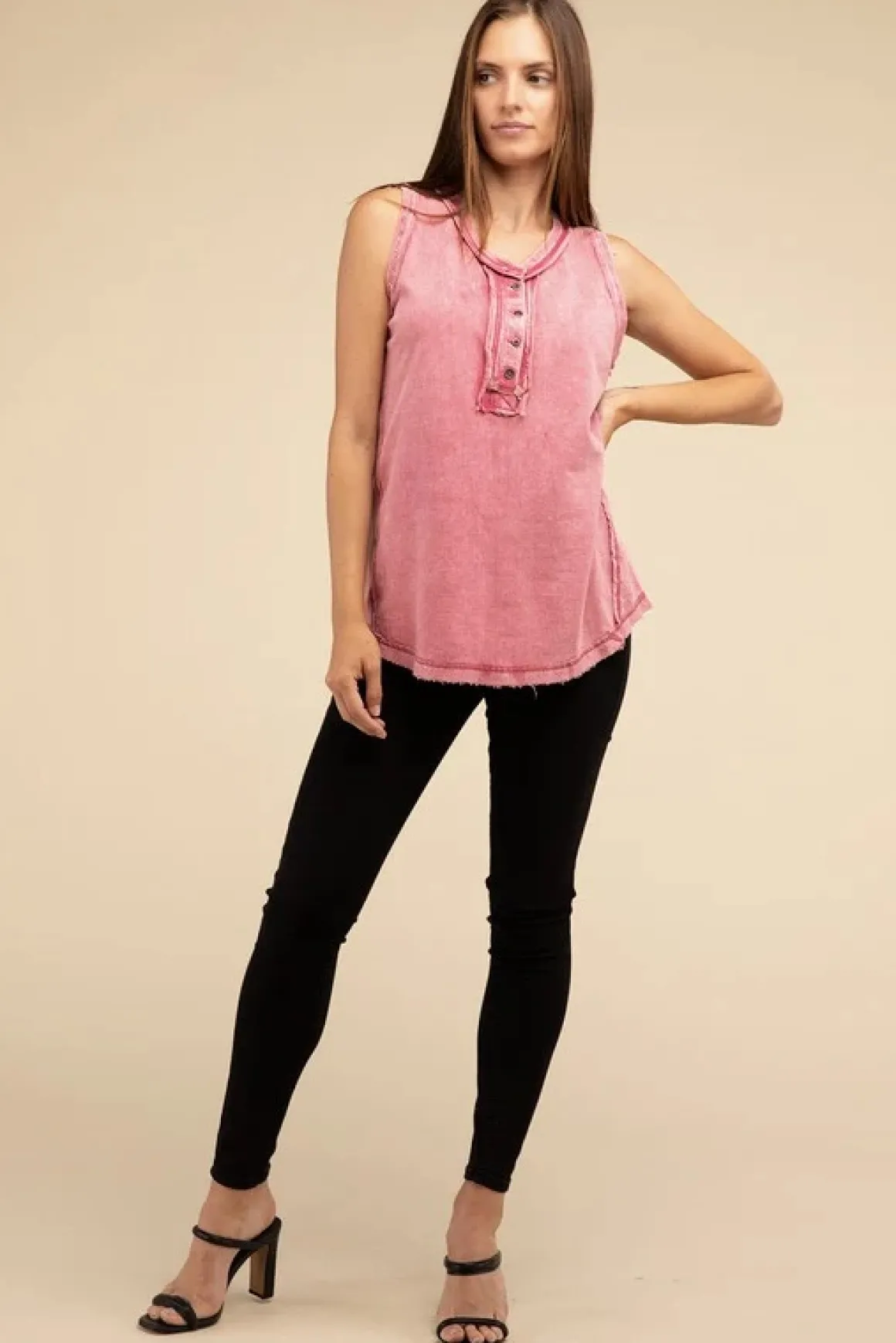 halfbutton_raw_edge_sleev_13.webp Half-Button Raw Edge Sleeveless Henley Top *Online Only*