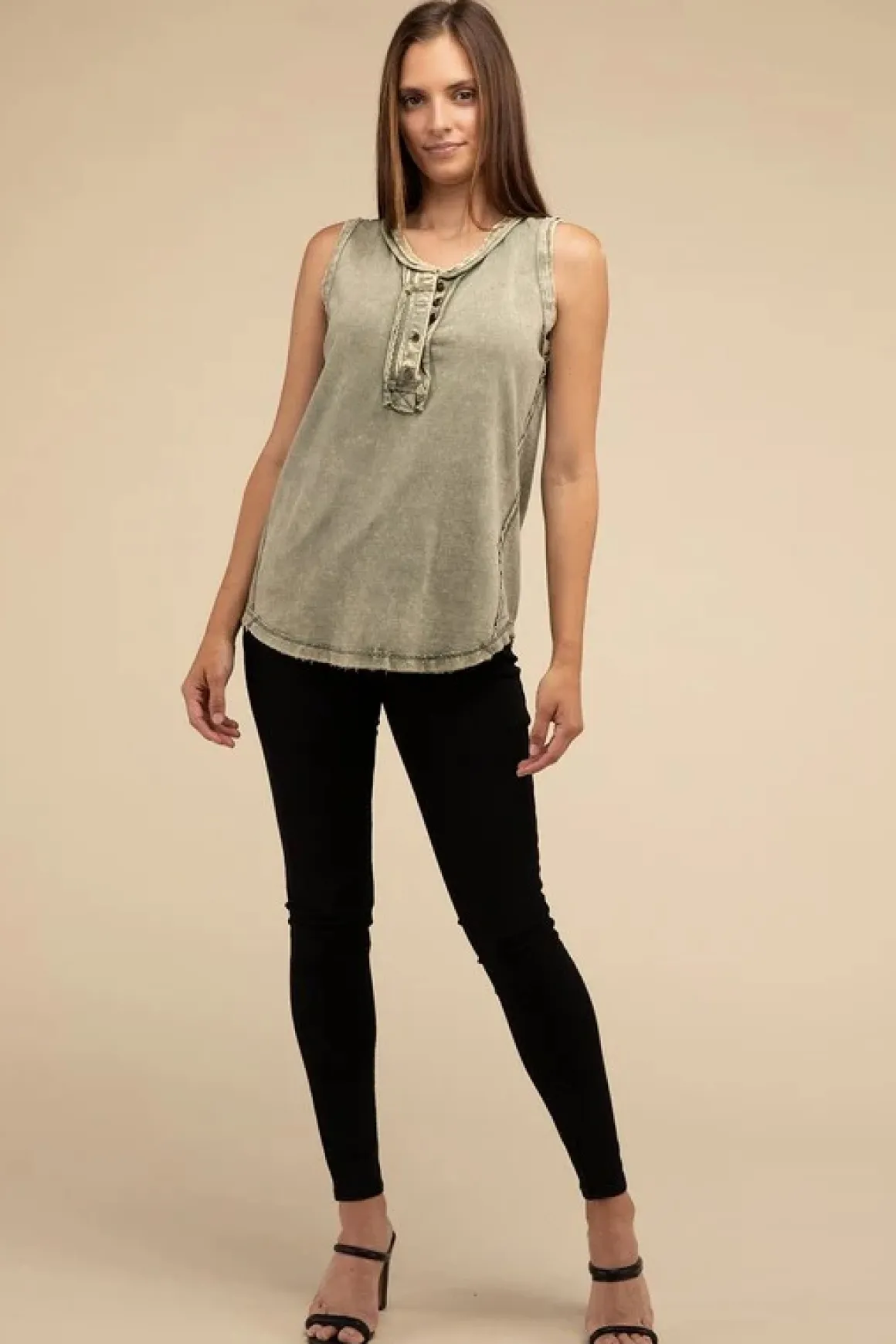 halfbutton_raw_edge_sleev_2.webp Half-Button Raw Edge Sleeveless Henley Top *Online Only*