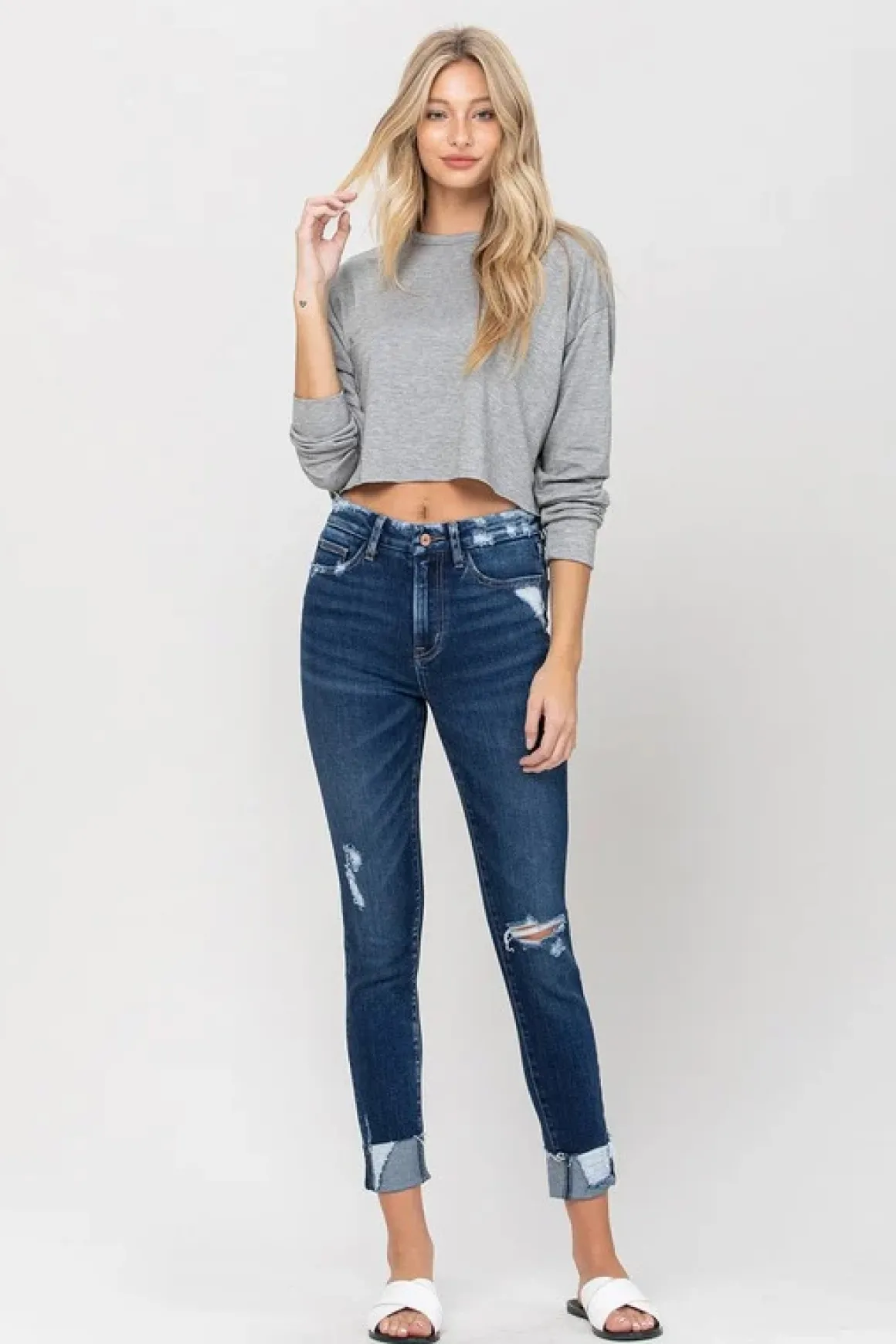 high_rise_distressed_clea_1.webp High Rise Distressed Clean Cut Skinny Jeans *Online Only*