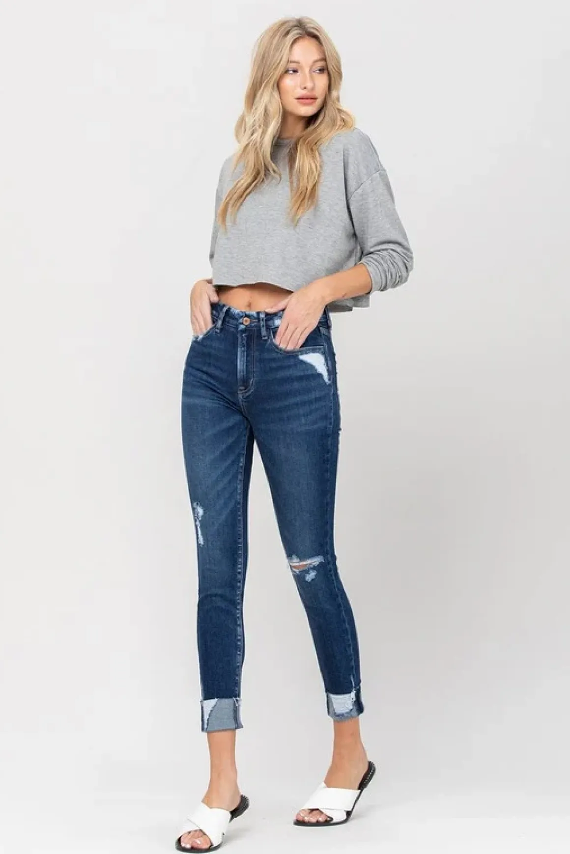 high_rise_distressed_clea_3.webp High Rise Distressed Clean Cut Skinny Jeans *Online Only*