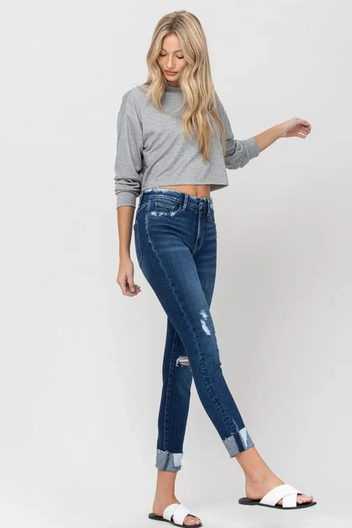 high_rise_distressed_clea_6.webp High Rise Distressed Clean Cut Skinny Jeans *Online Only*