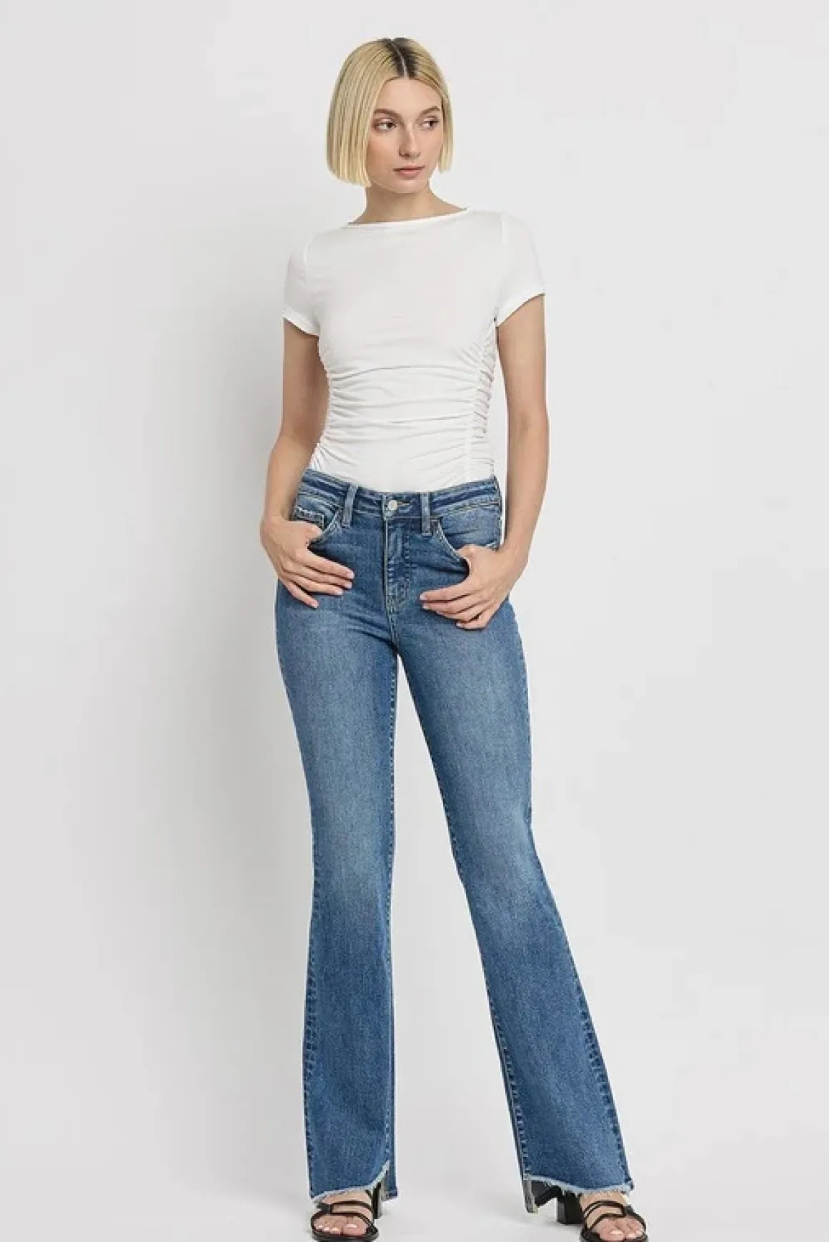 high_rise_slant_hem_flare_2.webp High Rise Slant Hem Flare Jeans *Online Only*