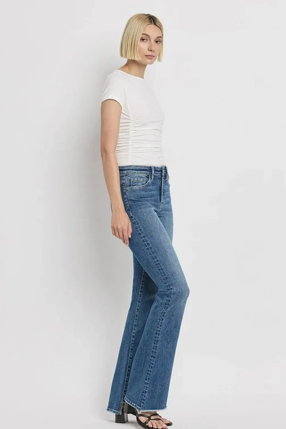 high_rise_slant_hem_flare_4.webp High Rise Slant Hem Flare Jeans *Online Only*
