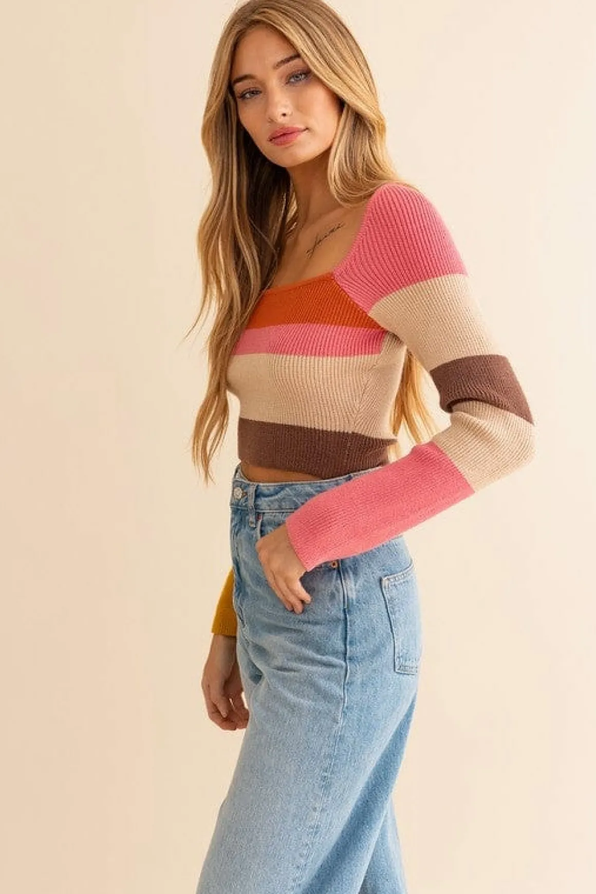 long_sleeve_color_block_s_2.webp Long Sleeve Color Block Stripe Knit Top *Online Only*