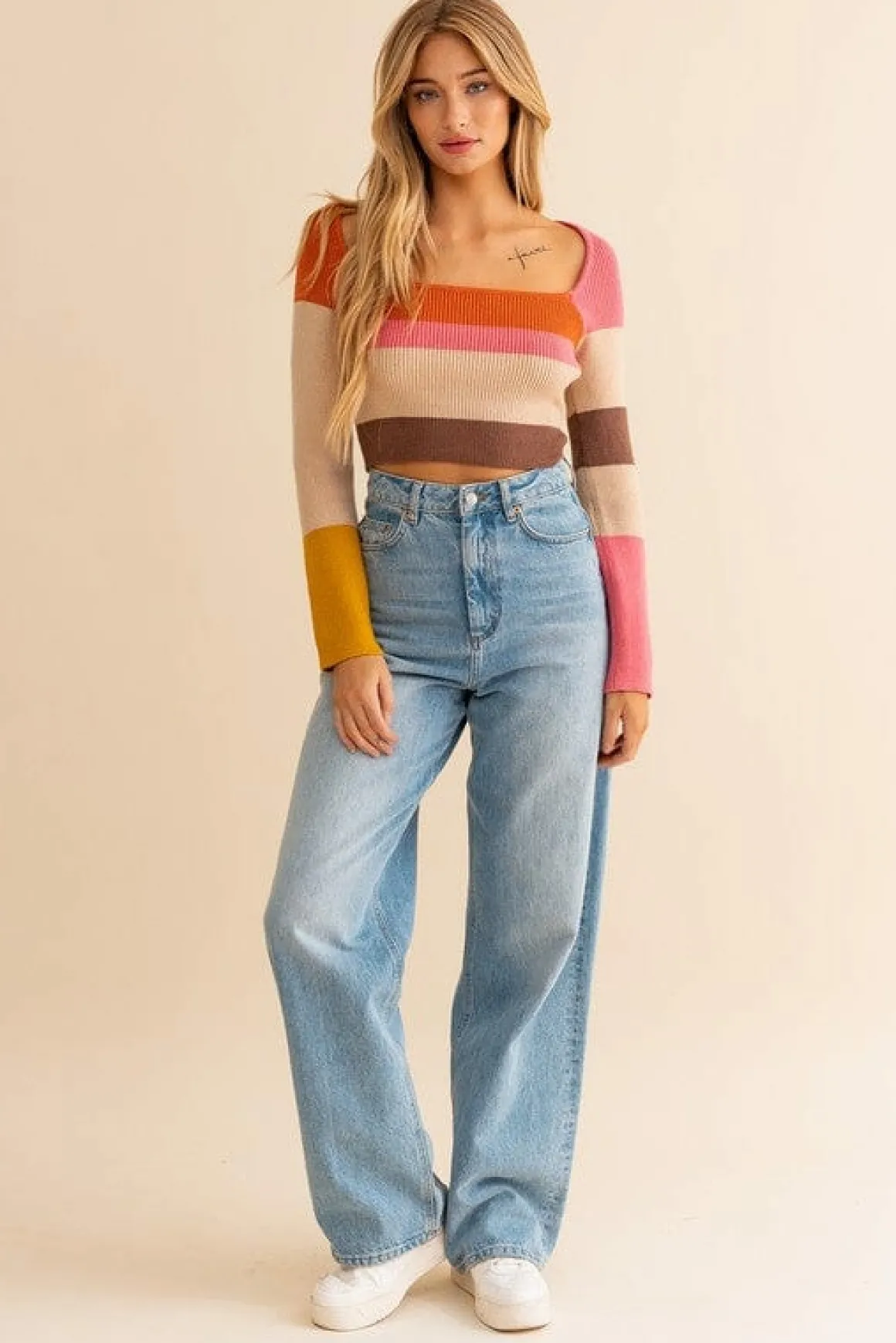 long_sleeve_color_block_s_4.webp Long Sleeve Color Block Stripe Knit Top *Online Only*
