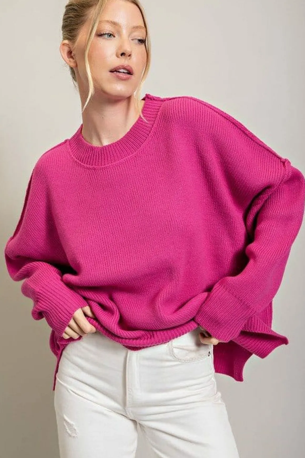 Long Sleeve Ribbed Sweater *Online Only*