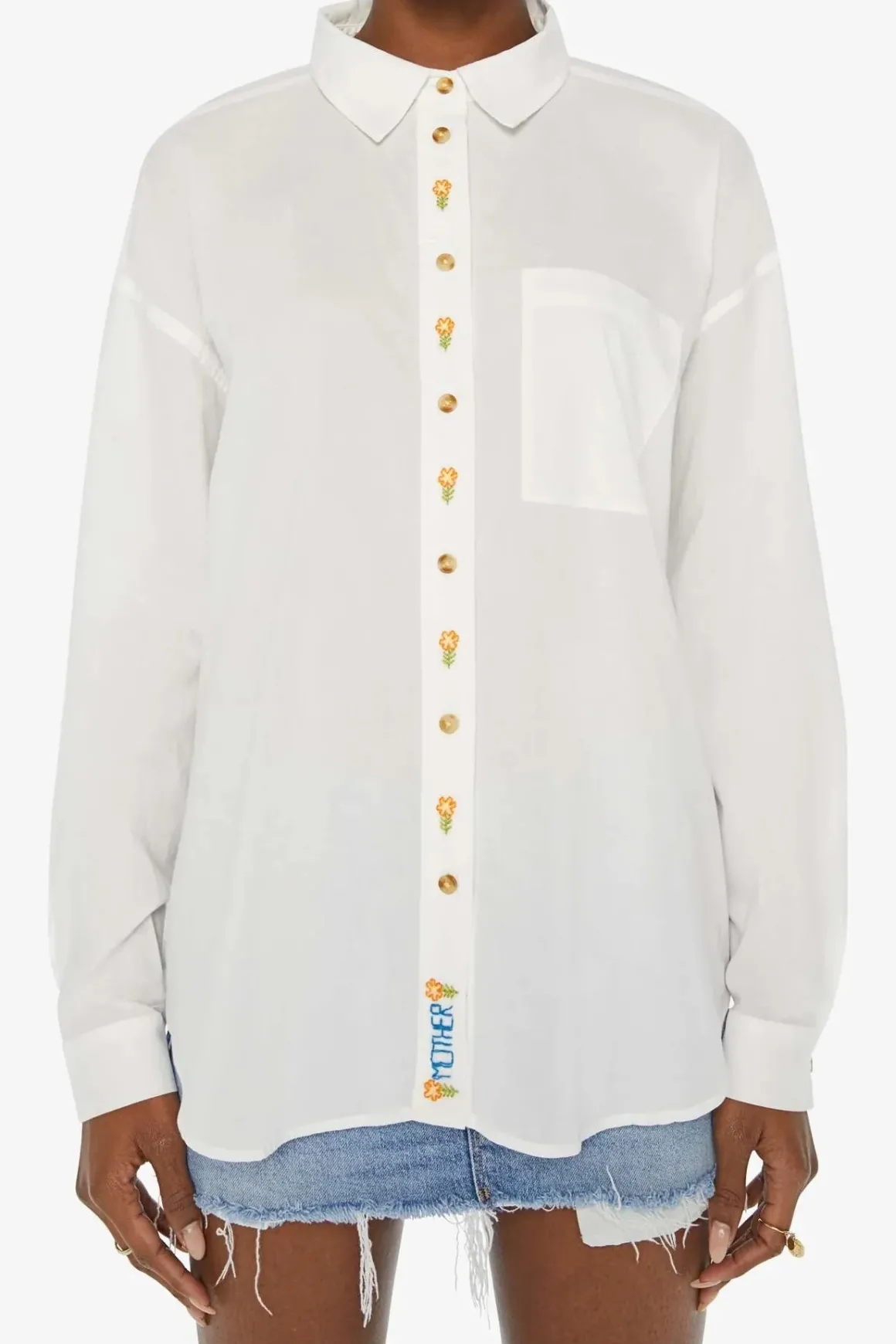 Mother Pushing Buttons Button Down *FINAL SALE*