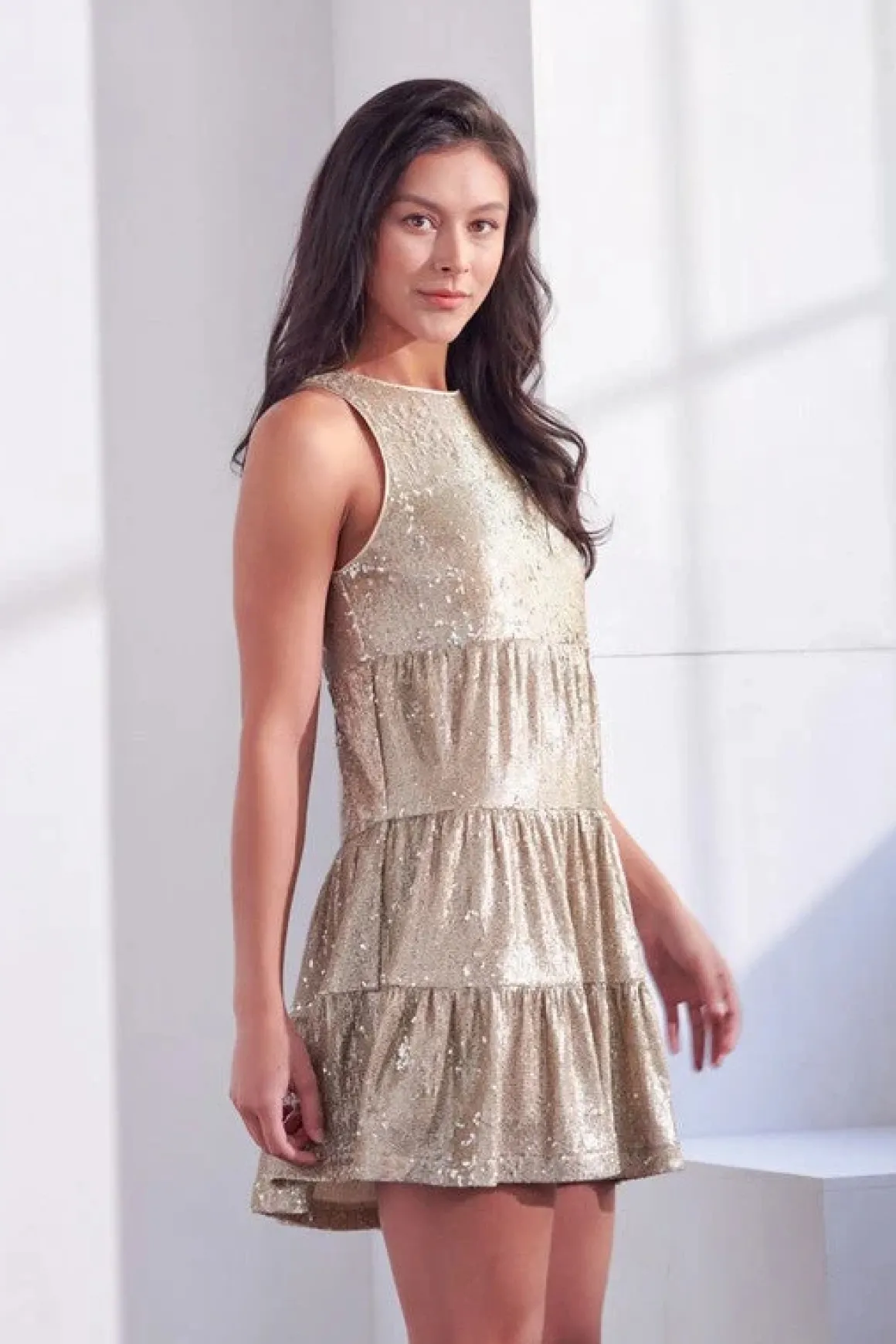 Sequin Tiered Flare Dress *Online Only*