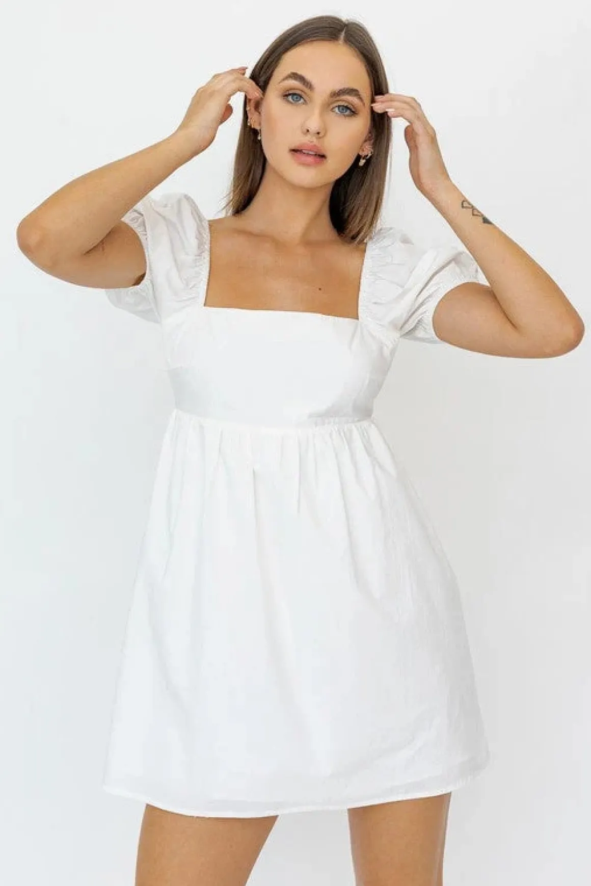 short_sleeve_back_tie_det_6.webp Short Sleeve Back Tie Detail Babydoll Dress *Online Only*