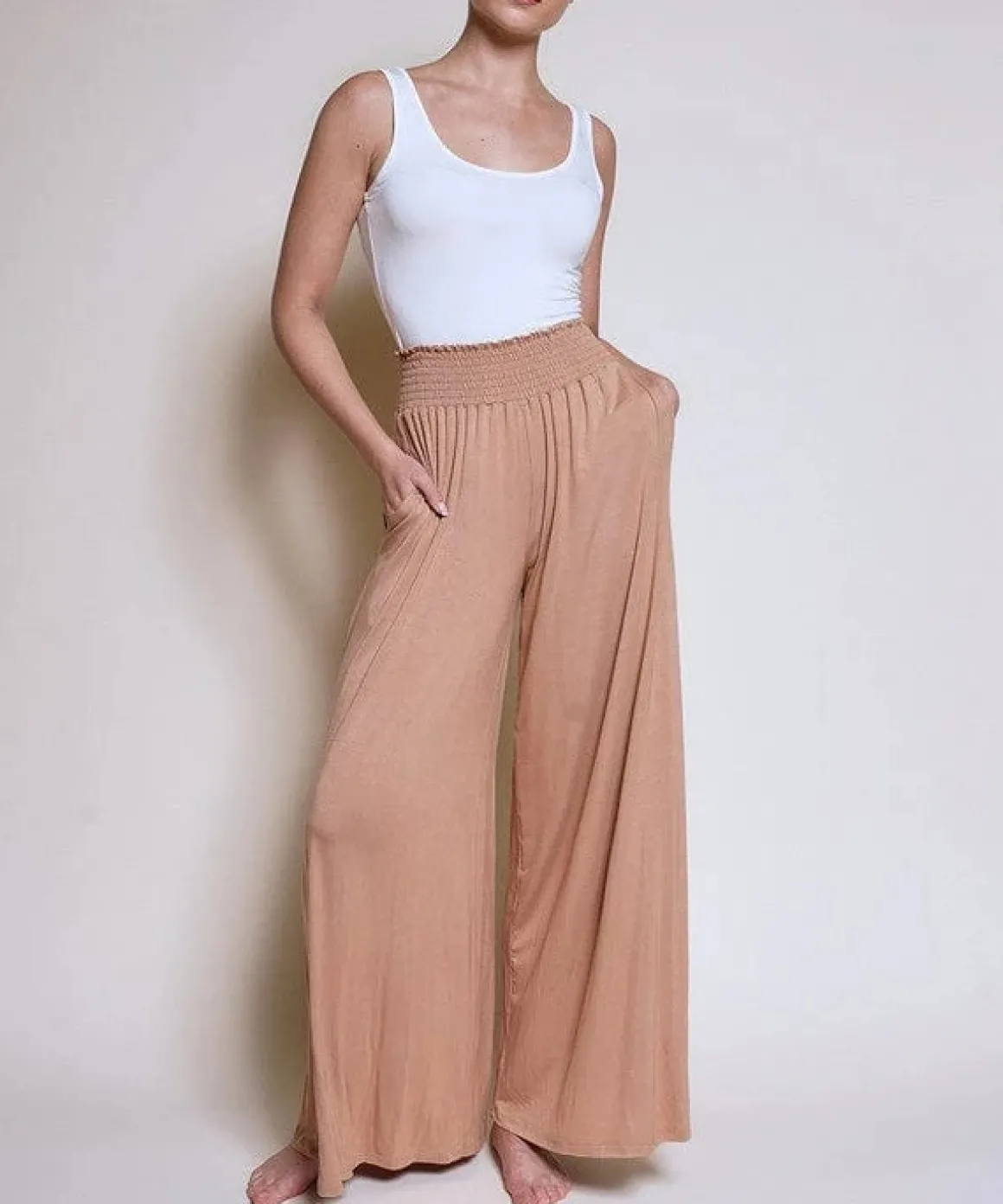 SMOCK ELASTIC WAIST MAXI PALAZZO  *Online Only*