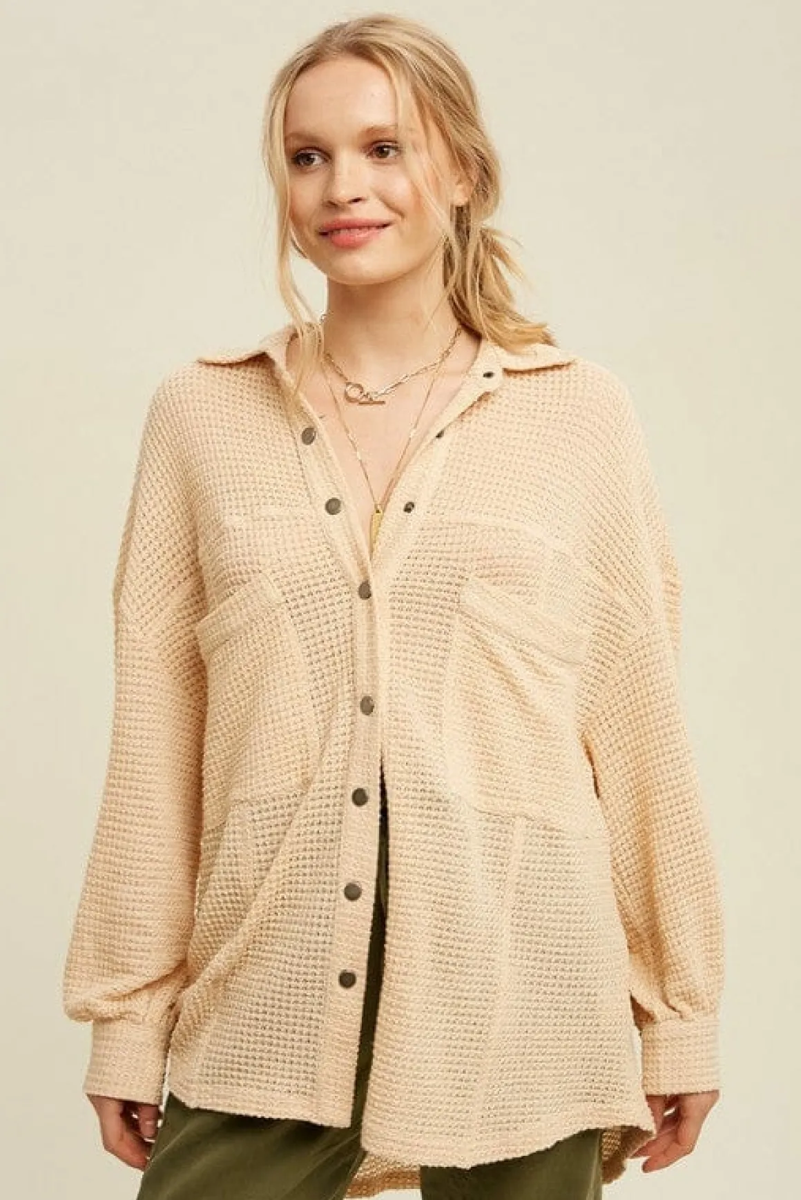 Soft Thermal Knit Shacket Top  *Online Only*