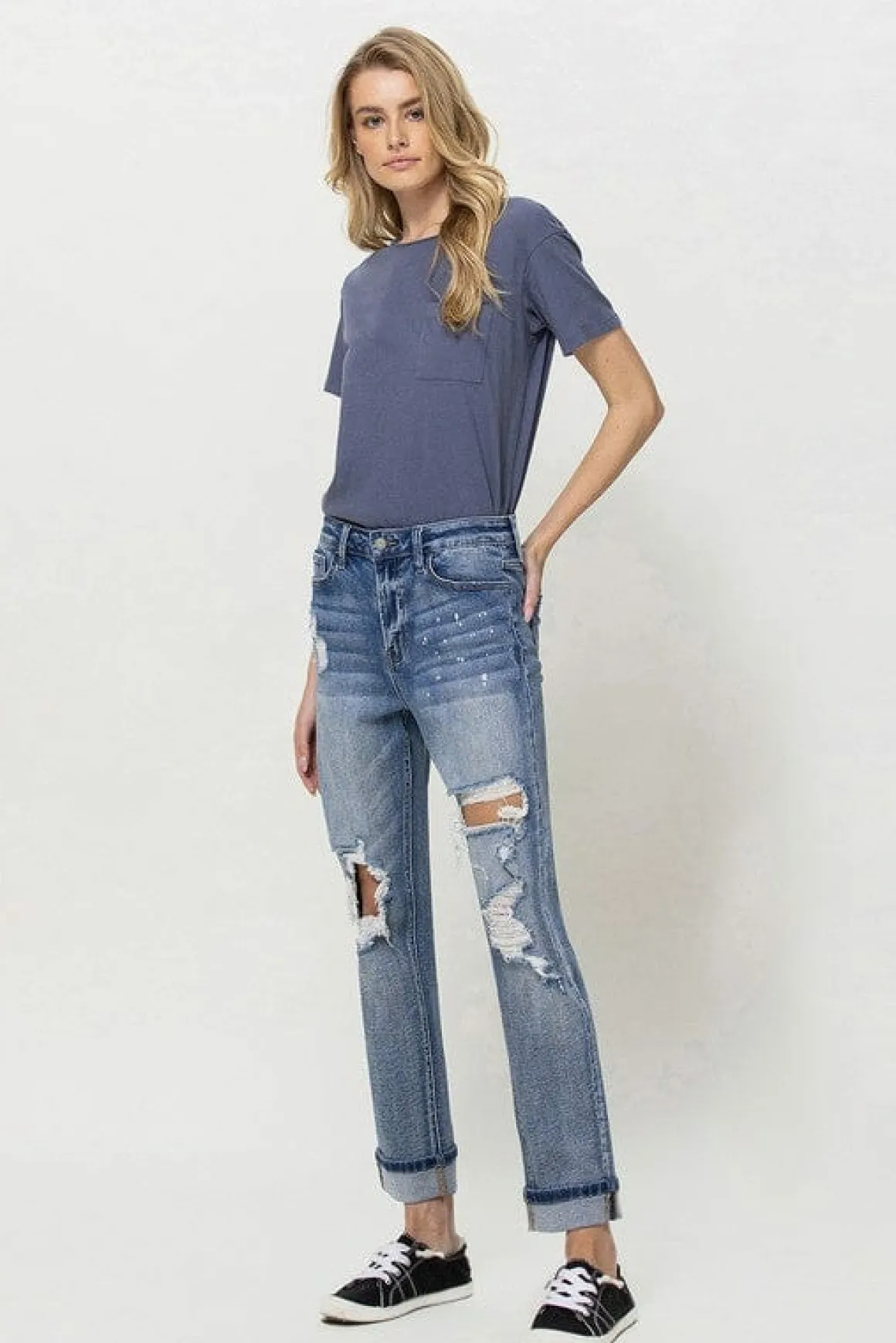 stretch_mom_jeans_w_spatt_7.webp Stretch Mom Jeans w/ Spatter Detail and Cuff *Online Only*