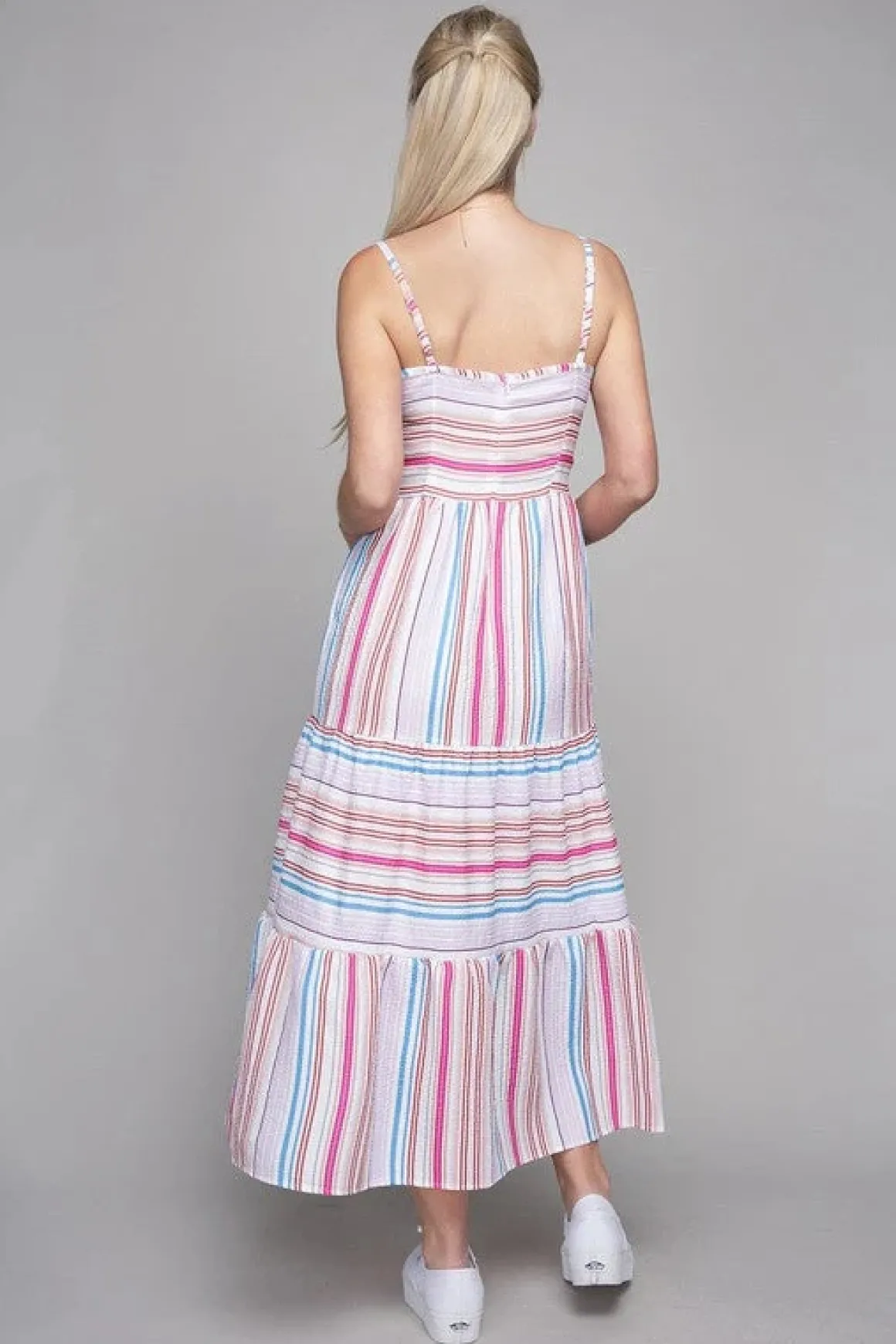 striped_print_ruffle_hem__3.webp Striped Print Ruffle Hem Cami Dress *Online Only*