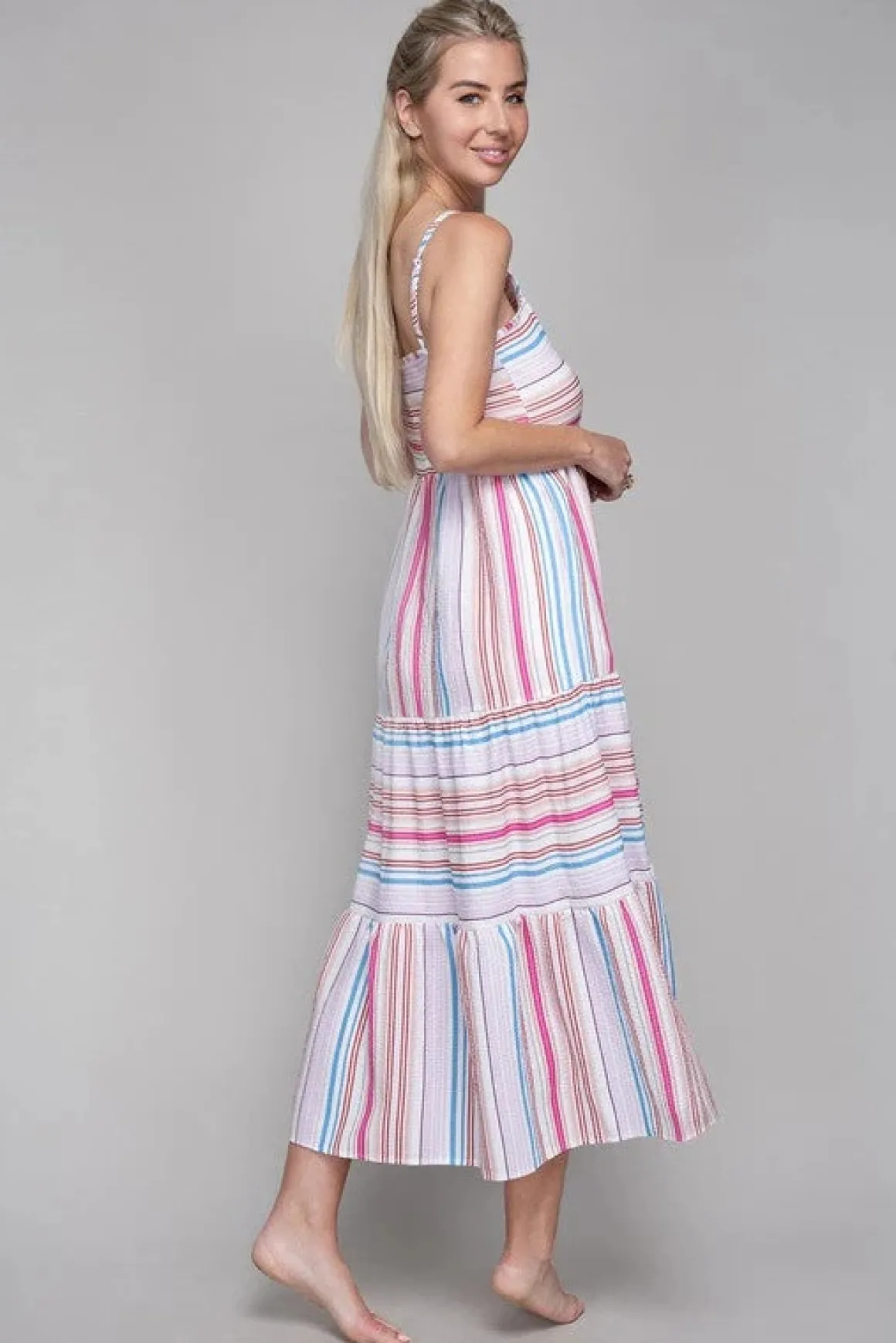 striped_print_ruffle_hem__7.webp Striped Print Ruffle Hem Cami Dress *Online Only*