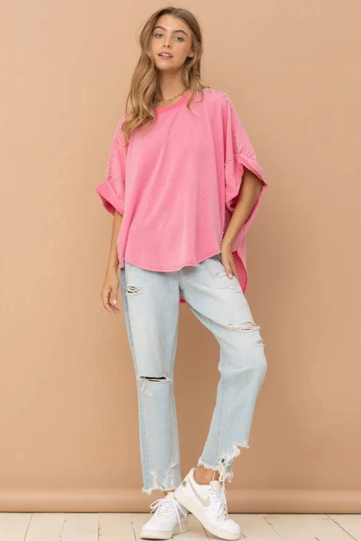 Studded Oversized High Low T Shirt  *Online Only*